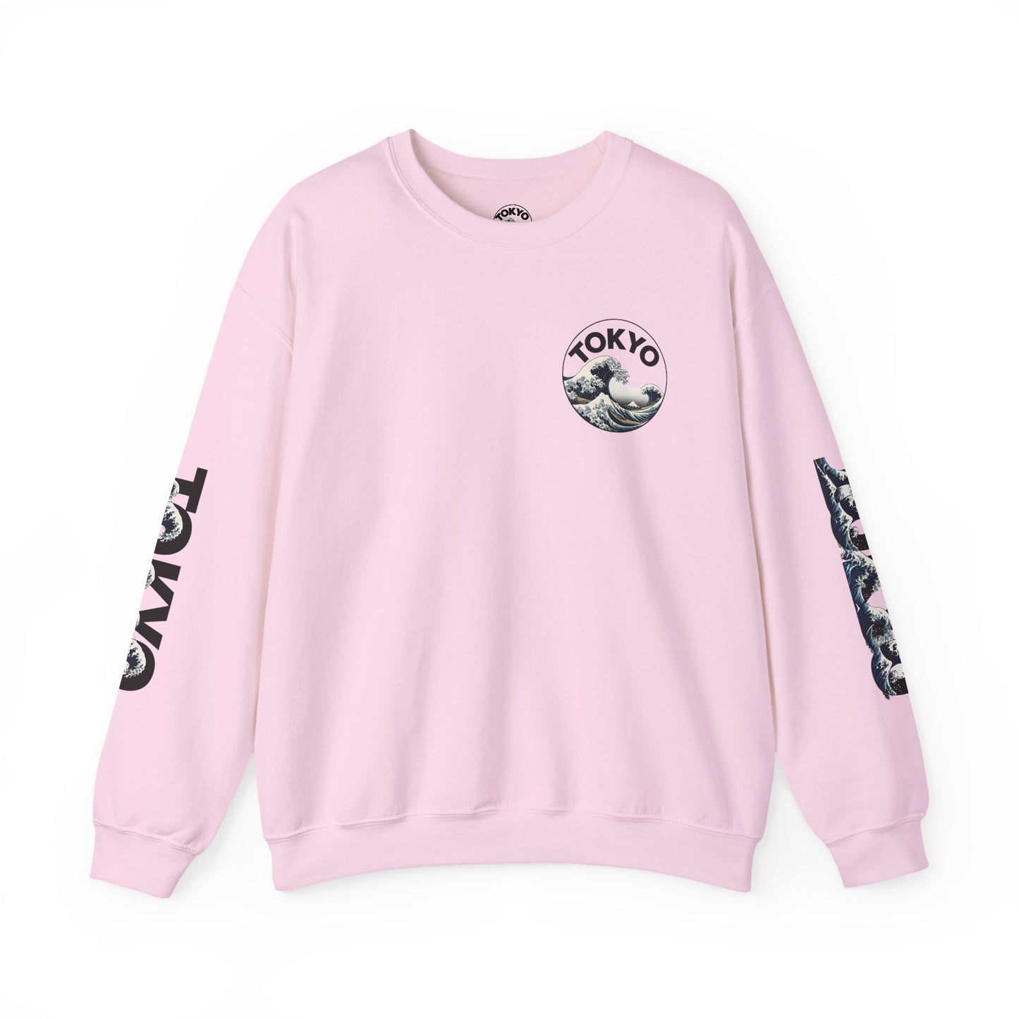 Tokyo Wave Unisex Heavy Blend Crewneck Sweatshirt Light Pink