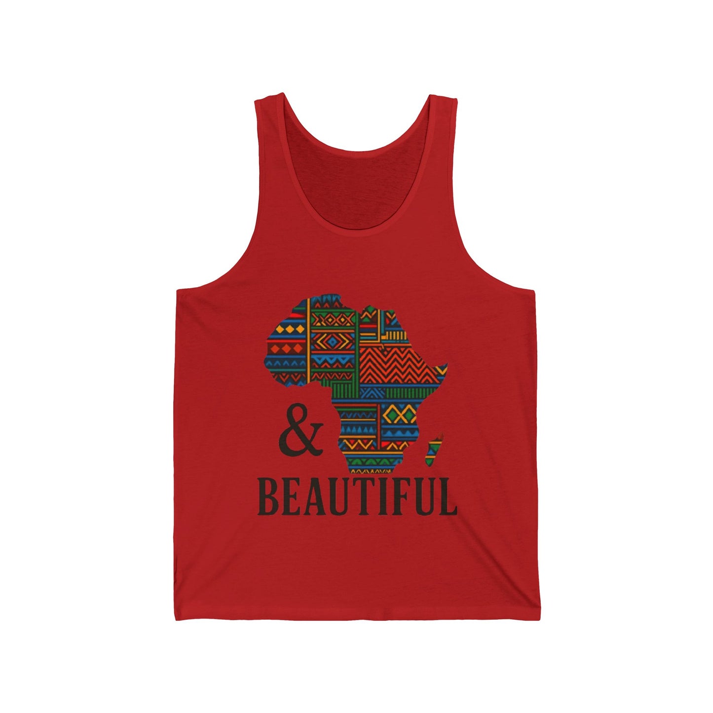African Pride Unisex Jersey Tank with Map of Africa Print Red