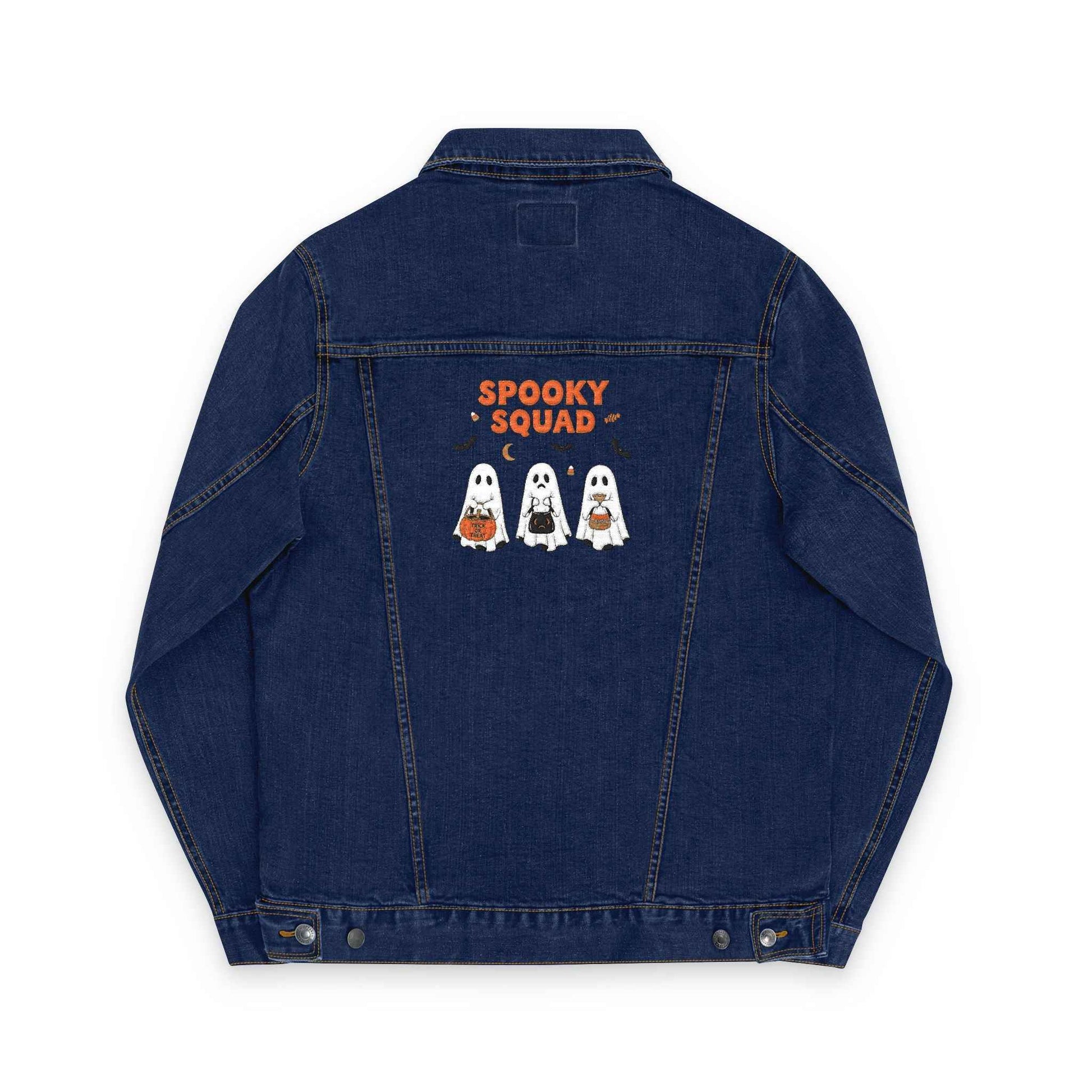 Denim Jacket for Halloween with Spooky Squad Ghost Embroidery