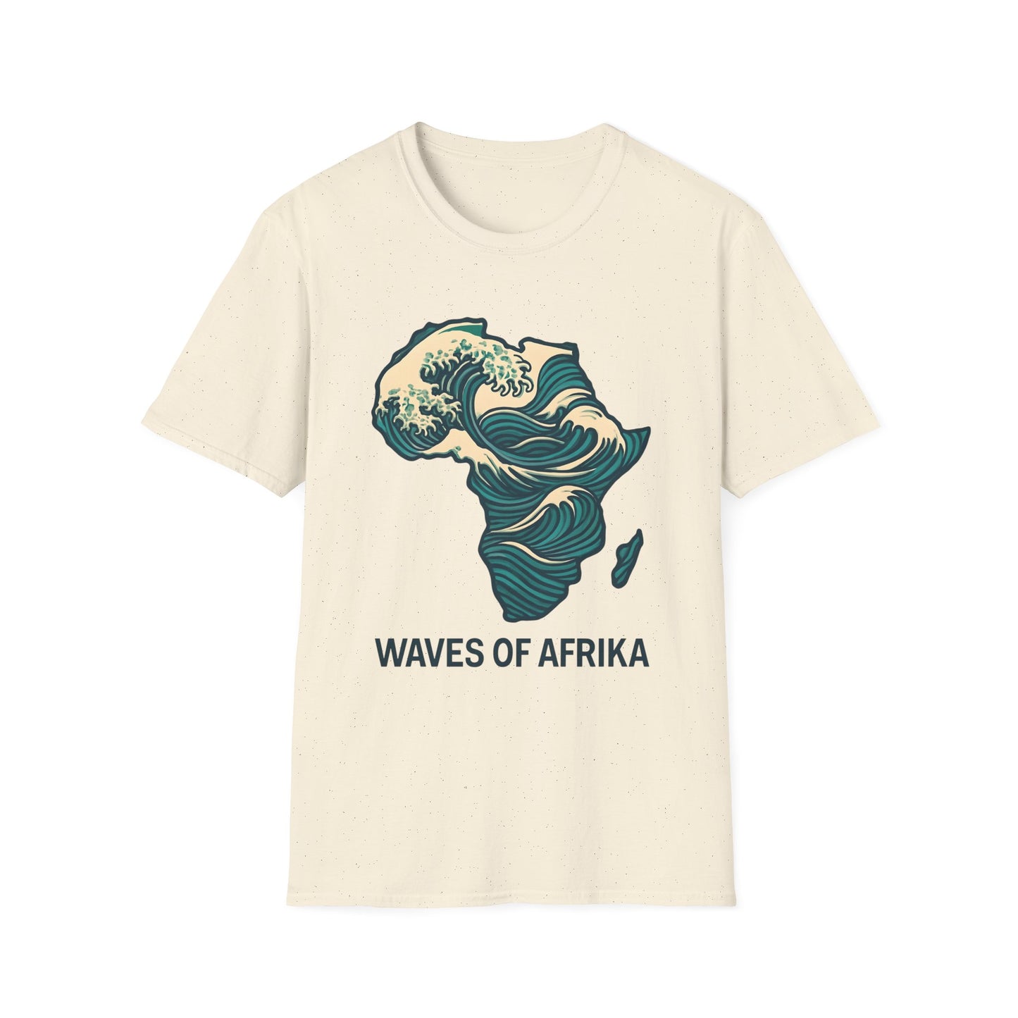Waves of Afrika T-Shirt, Unique African Map Art Tee Natural