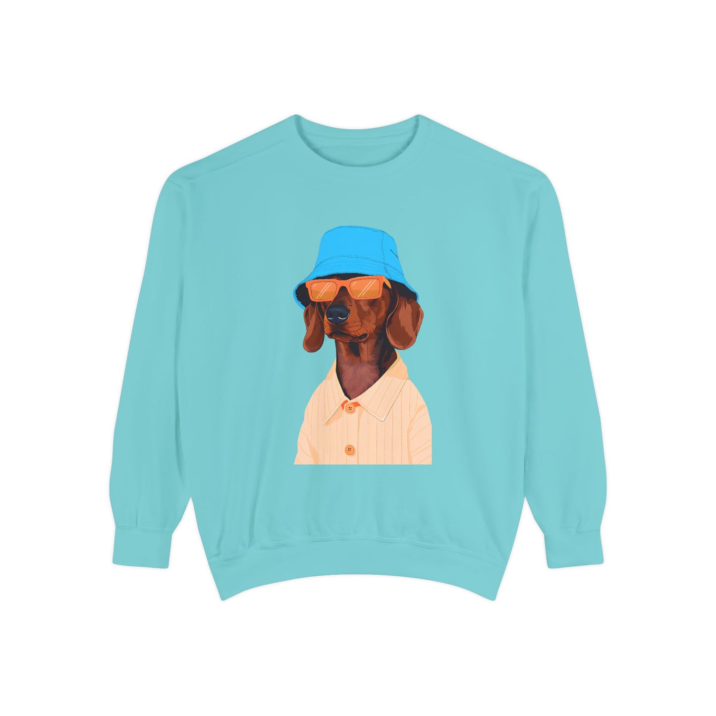 Cool Dog in Floppy Hat Sweatshirt Chalky Mint
