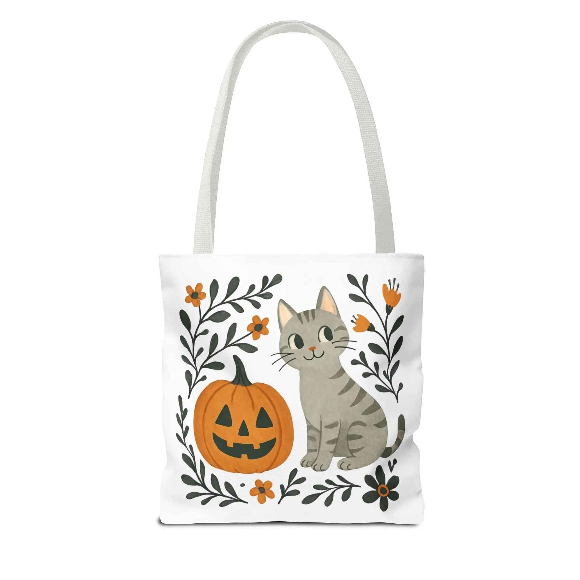 Adorable Cat Pumpkin Tote Bag