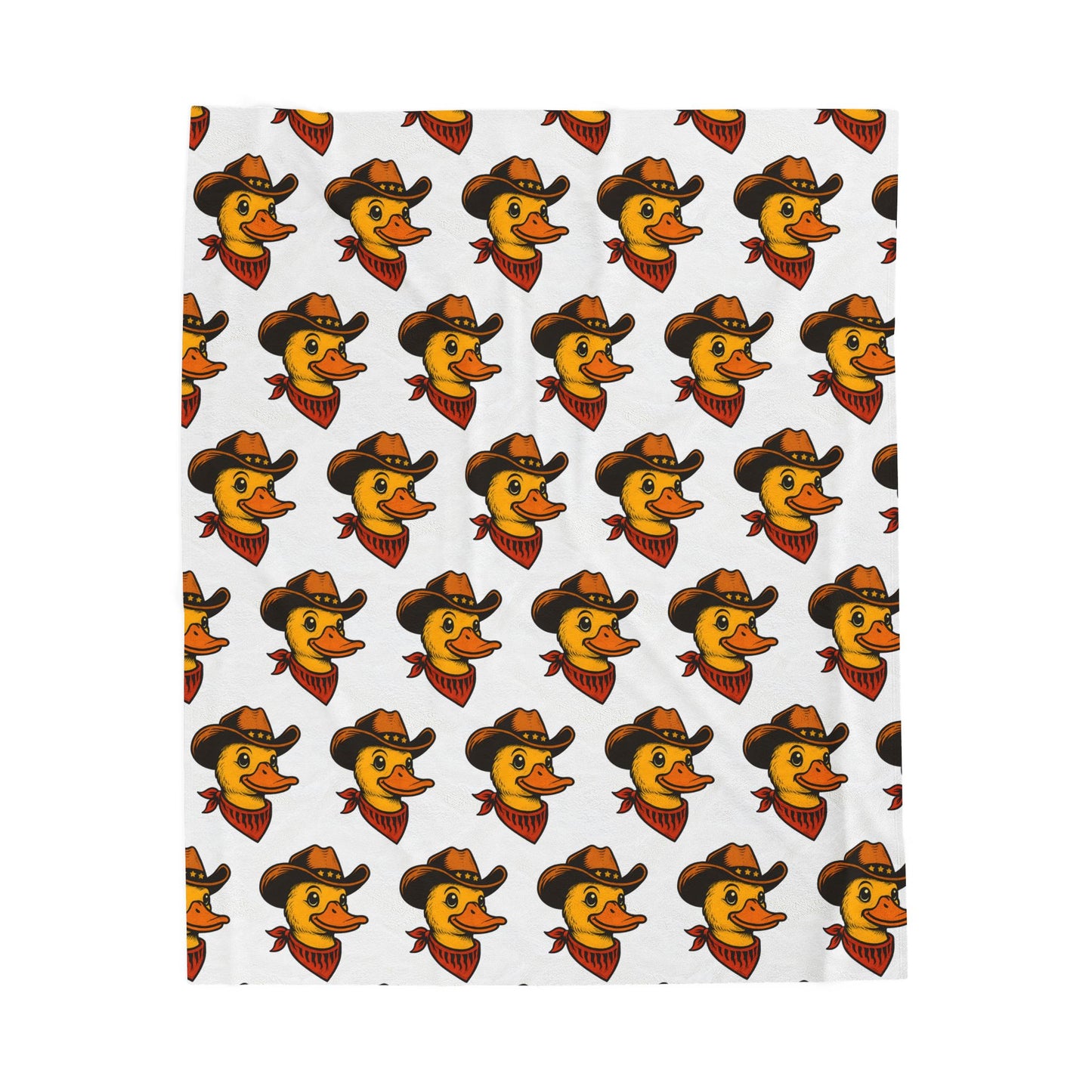 Whimsical Cowboy Duck Velveteen Plush Blanket 50" × 60"