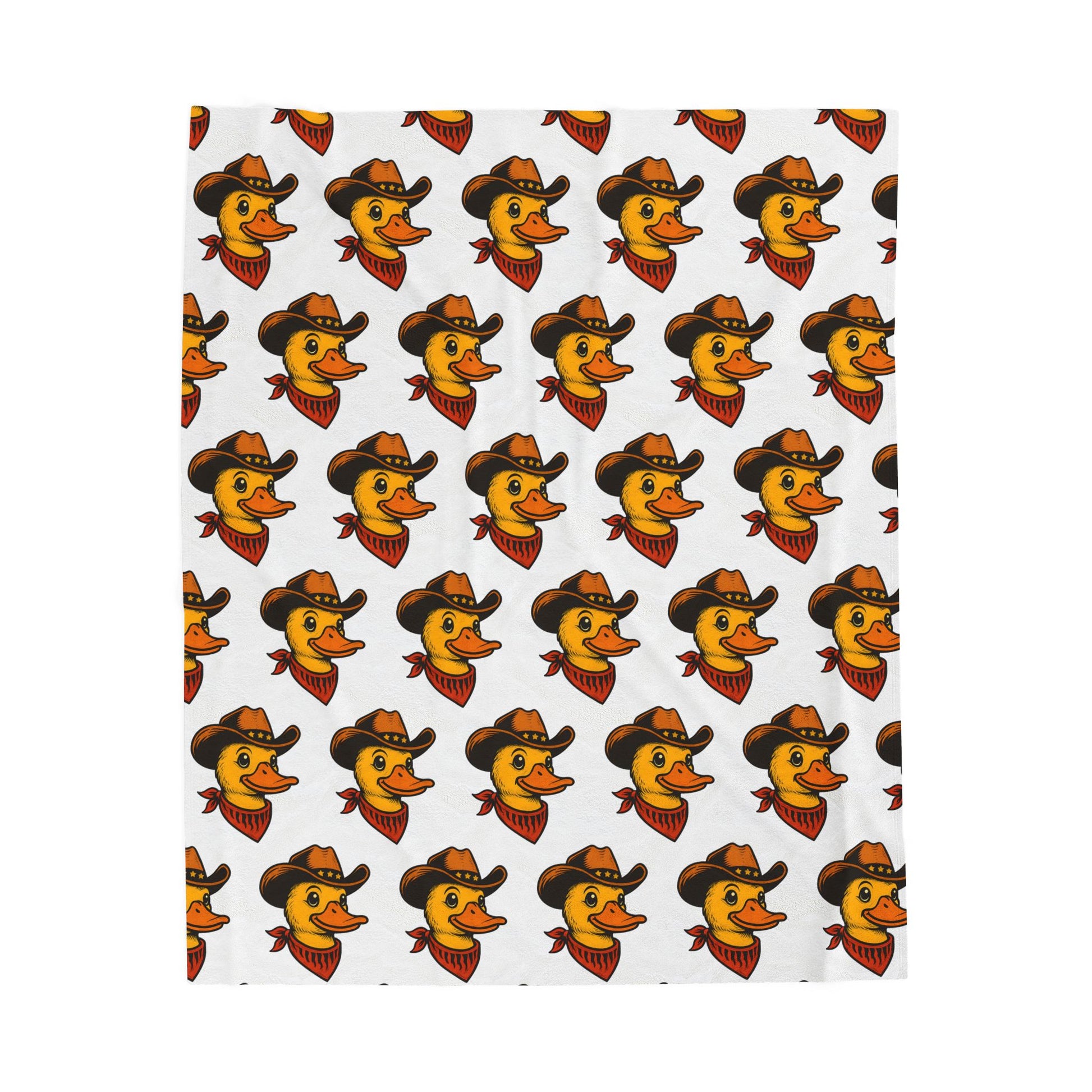 Whimsical Cowboy Duck Velveteen Plush Blanket 50" × 60"