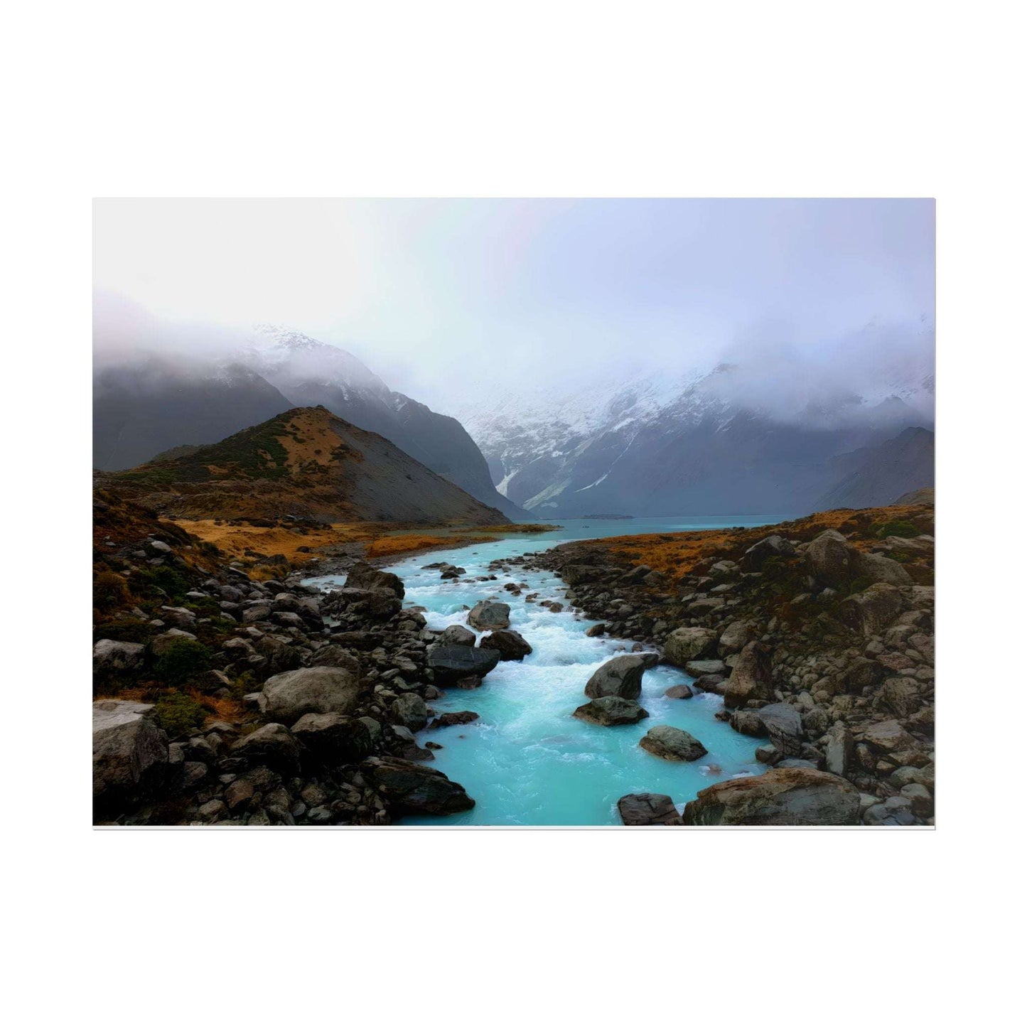 Unique New Zealand Landscape Painting Poster 16″ x 12″ (Horizontal) Matte