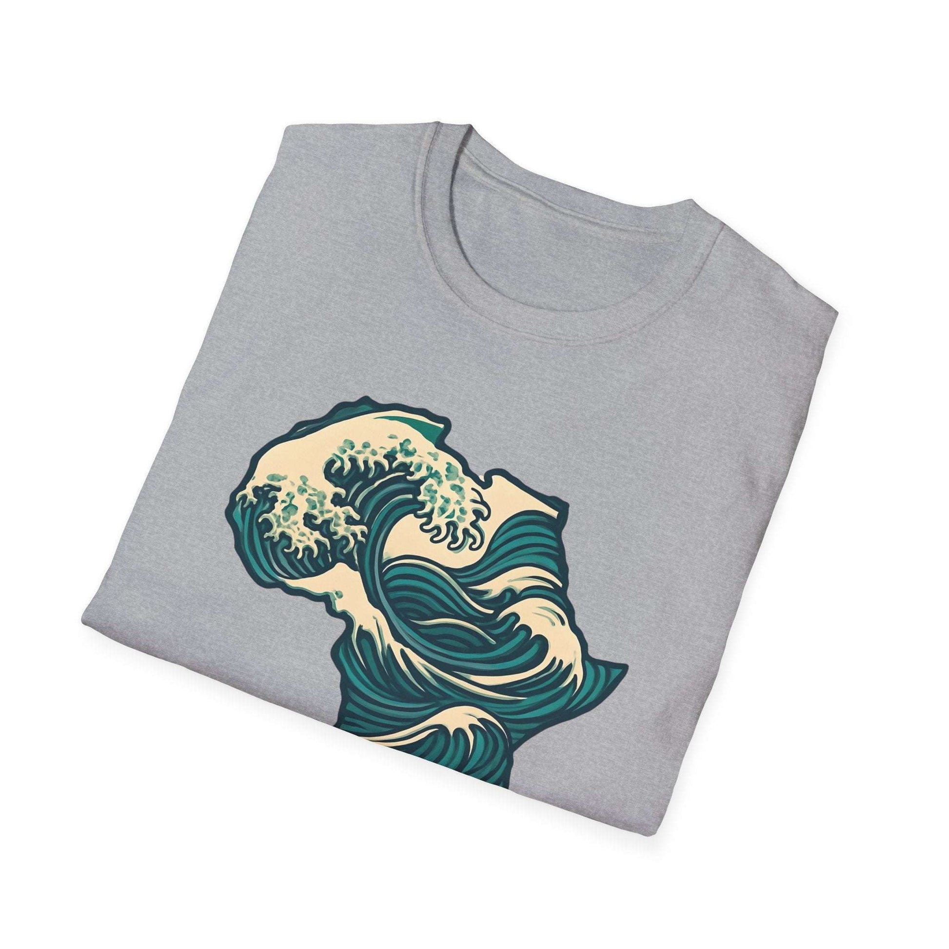Waves of Afrika T-Shirt, Unique African Map Art Tee