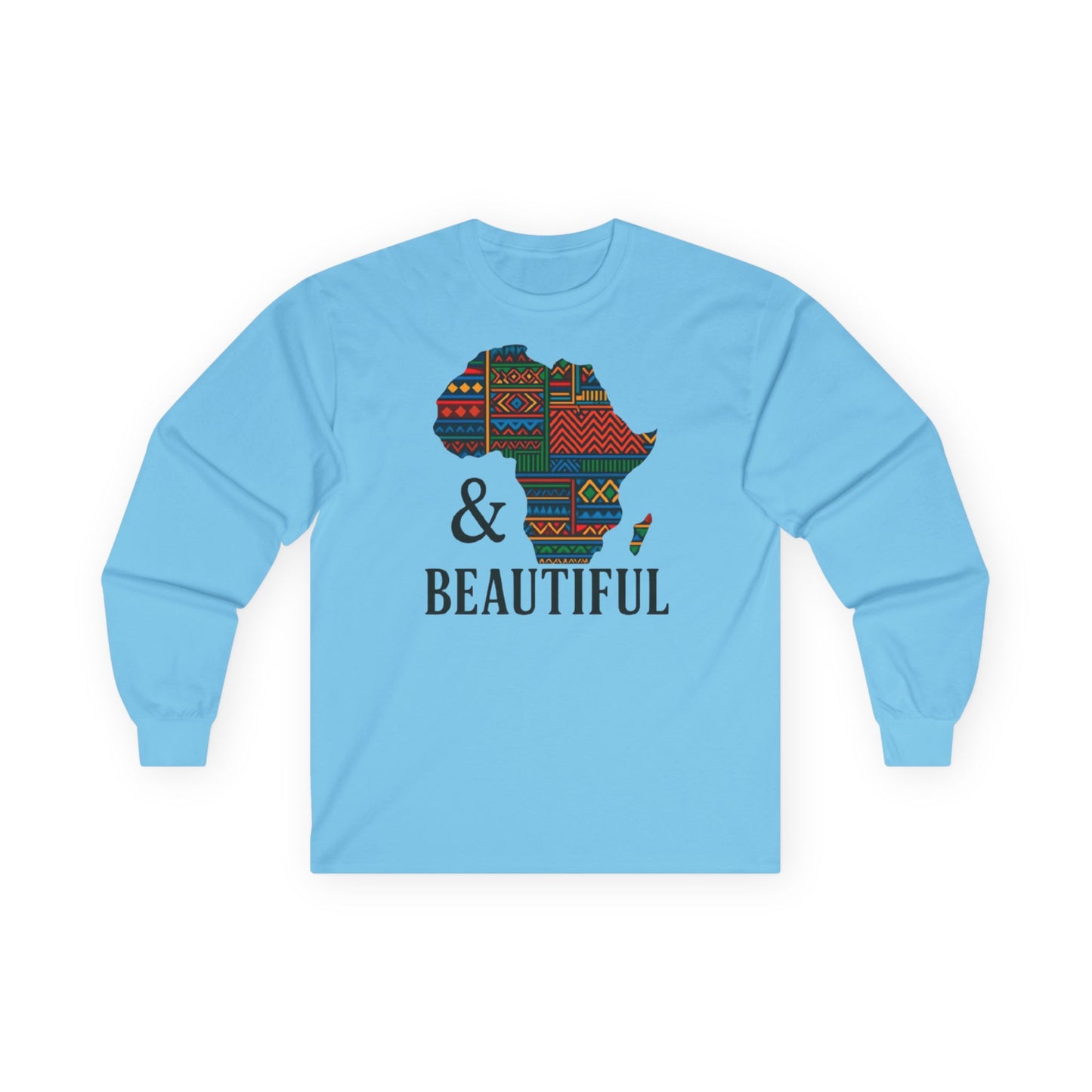 African Pride Long Sleeve Tee - Unisex Cultural Awareness Shirt for Travelers and Everyday Wear Featuring Africa Map Sky