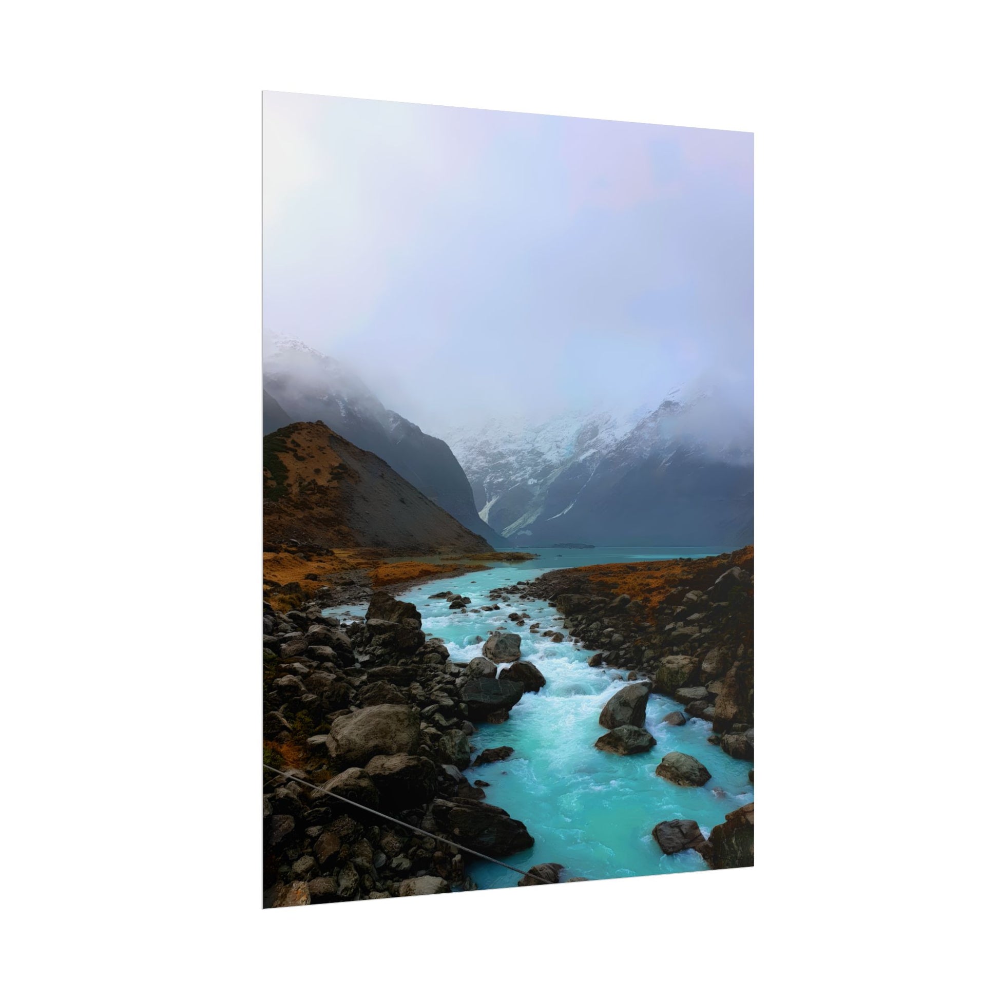 Mount Cook Glacial River Wall Art, NZ Hooker Valley Scenic Print