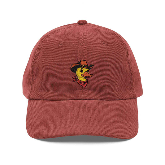Vintage Cowboy Duck Embroidered Hat Burgundy One size
