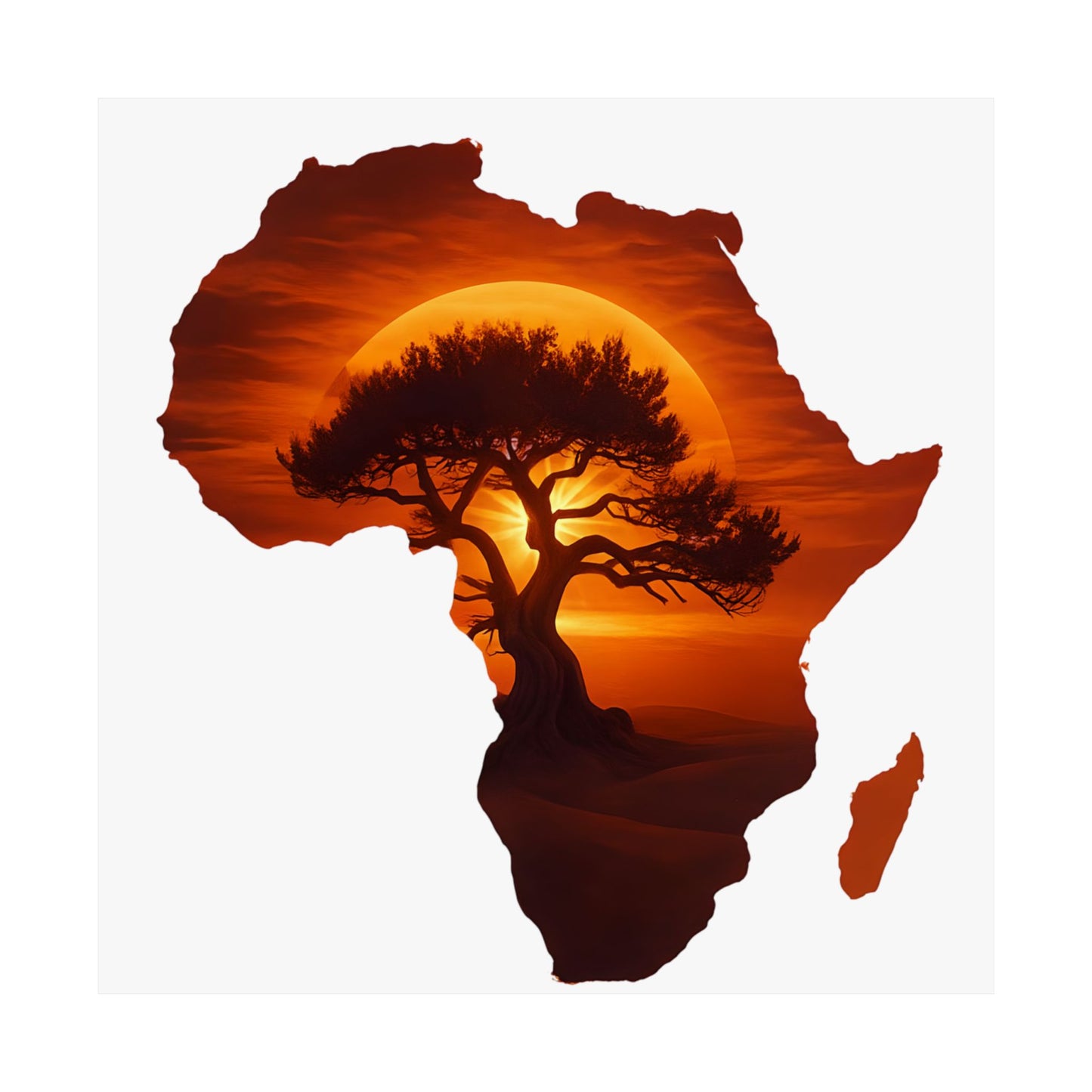 Unique Africa Map Sunset Poster