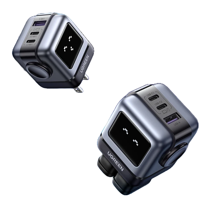 Ugreen Charger - Sleek Robot Design with Dual USB-C Ports for PD 3.0 Fast Charging, Compatible with iPhone 16/15/14 Pro, MacBooks, Laptops, and Tablets
