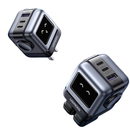 Ugreen 65W GaN Charger - Sleek Robot Design with Dual USB-C Ports for PD 3.0 Fast Charging, Compatible with iPhone 16/15/14 Pro, MacBooks, Laptops, and Tablets