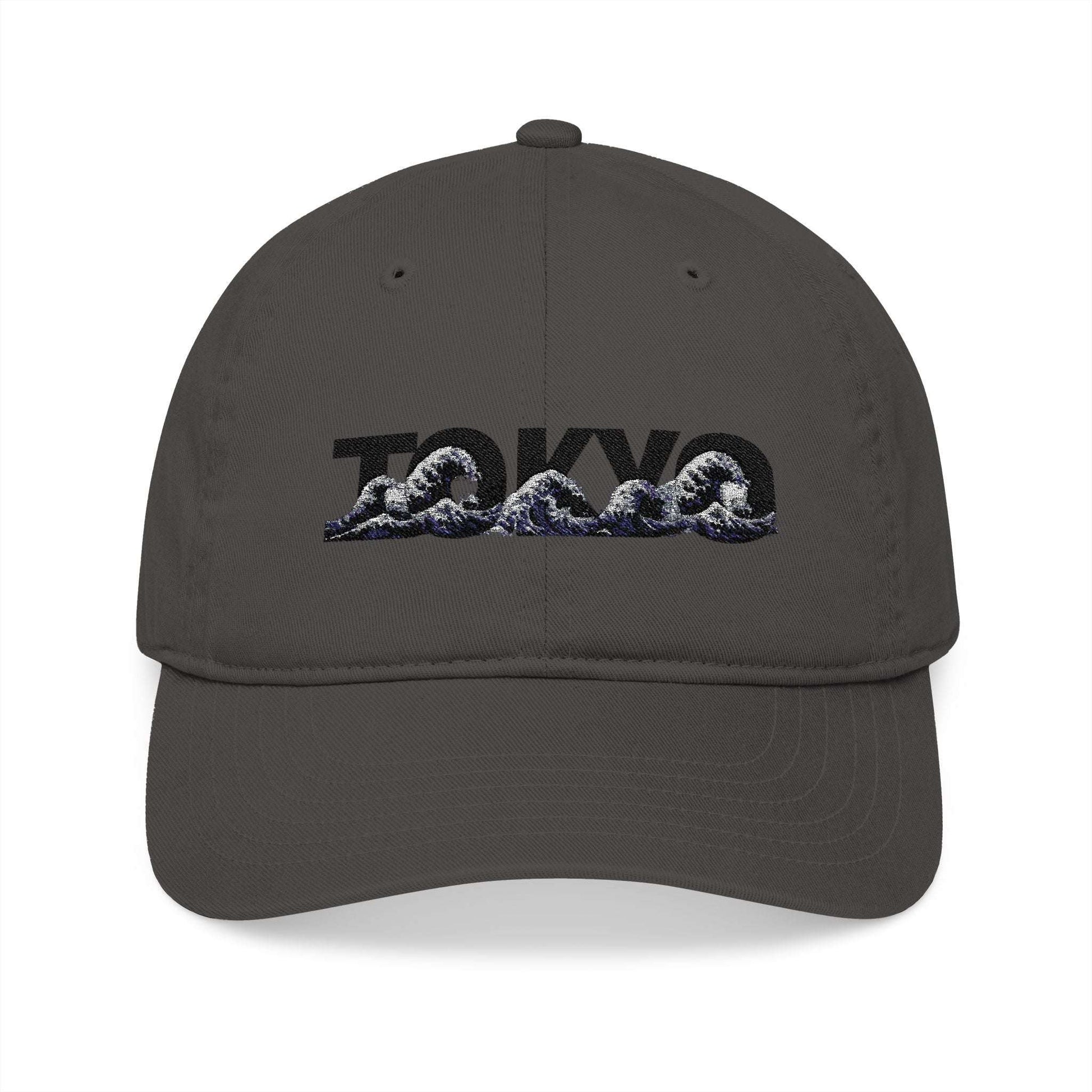 Tokyo Wave Embroidered Organic Baseball Cap One size Charcoal