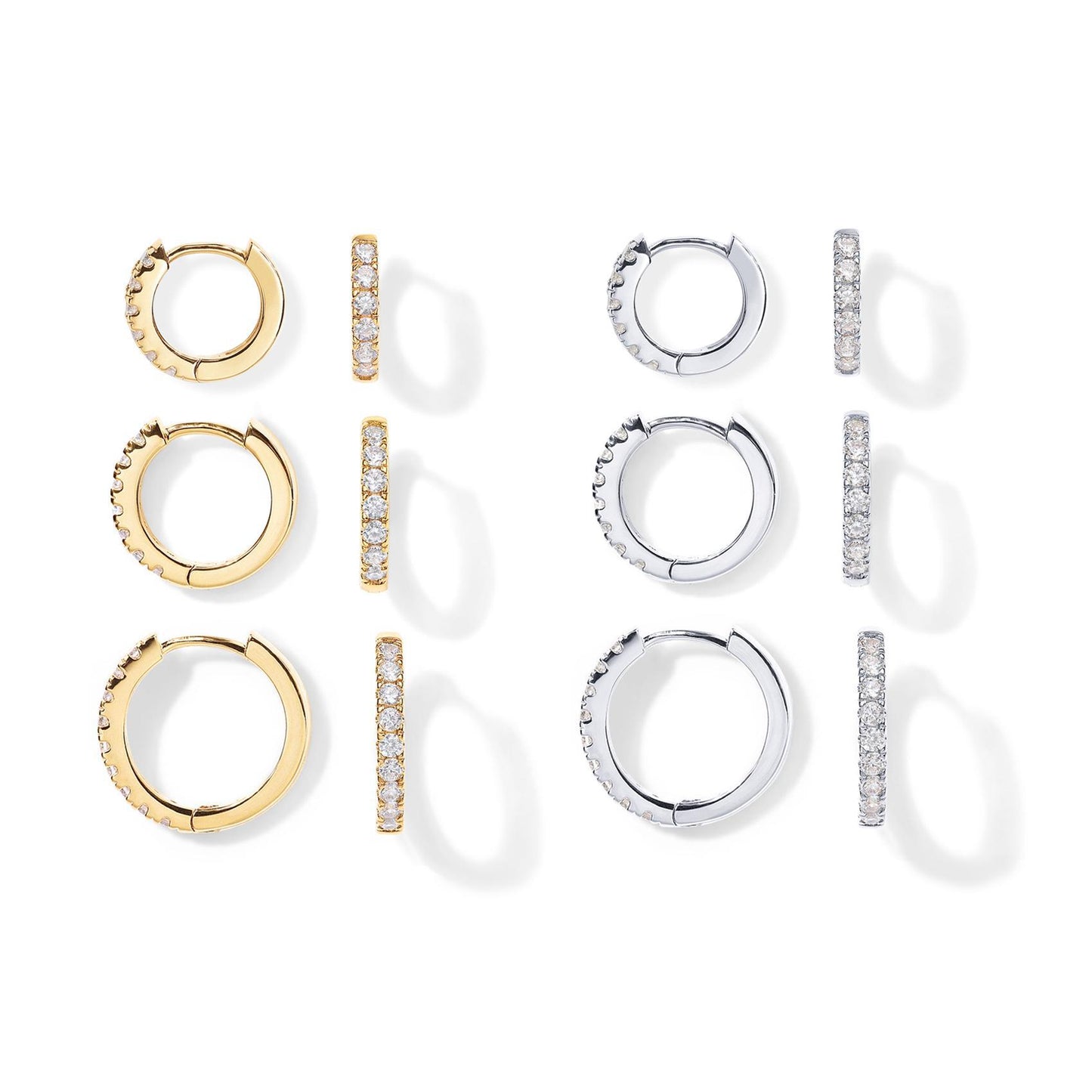 Copper-Plated Genuine Gold Round Zirconia Earrings