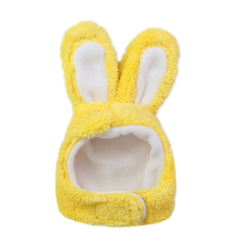 Pet Hat with Rabbit Ears Hat yellow rabbit cotton wool M head circumference 28-35cm