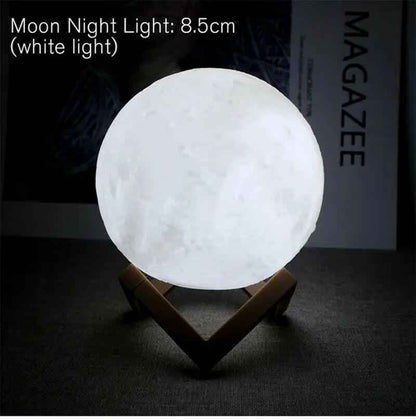 Moon Lamp with Stand - Battery Operated Starry Night Light for Bedroom Decor, Ideal Gift for Kids and Christmas