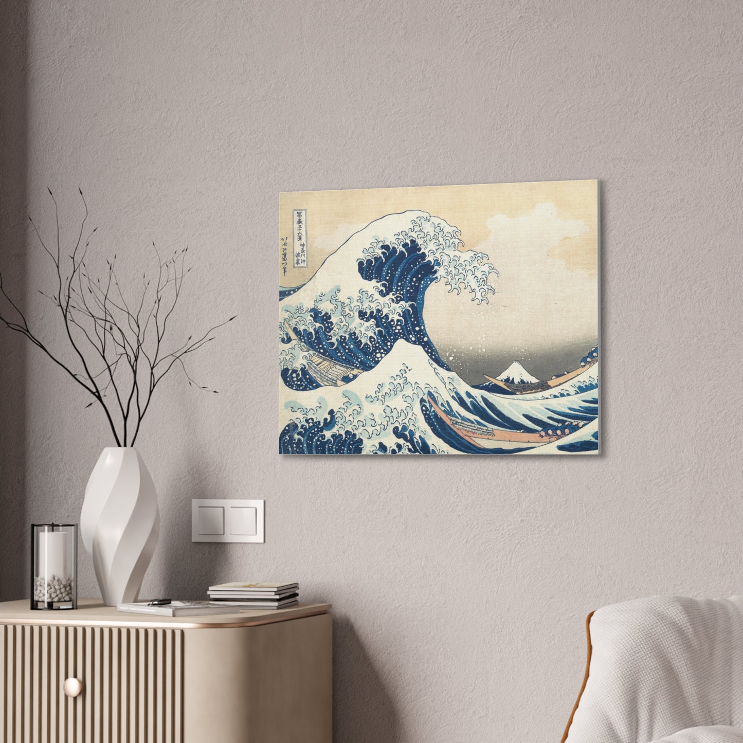 Canvas Stretched Japanese Crashing Waves Painting
