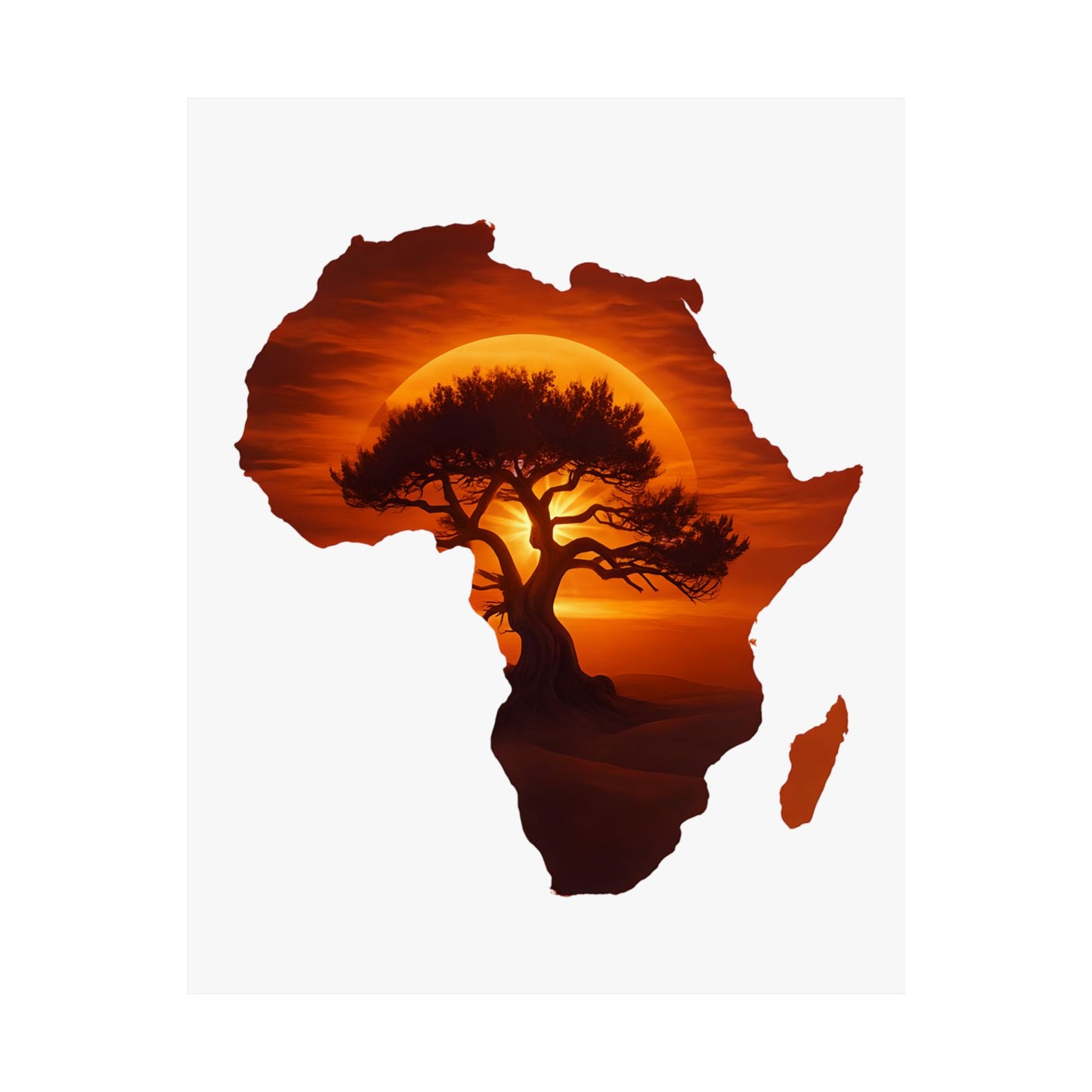 Unique Africa Map Sunset Poster