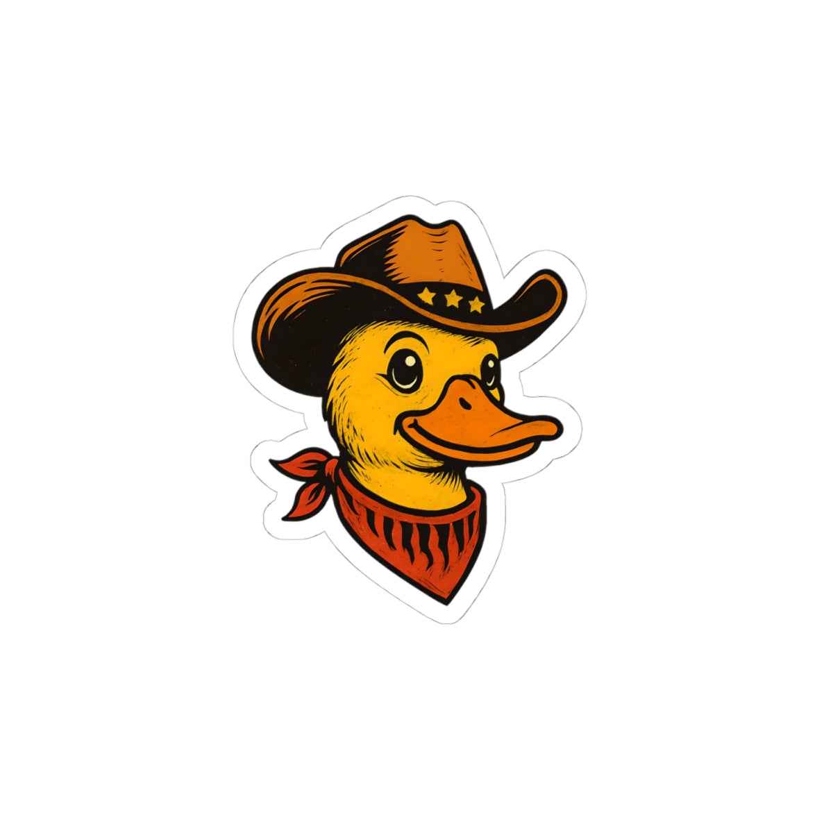 Cowboy Duck Stickers 4" × 4" White