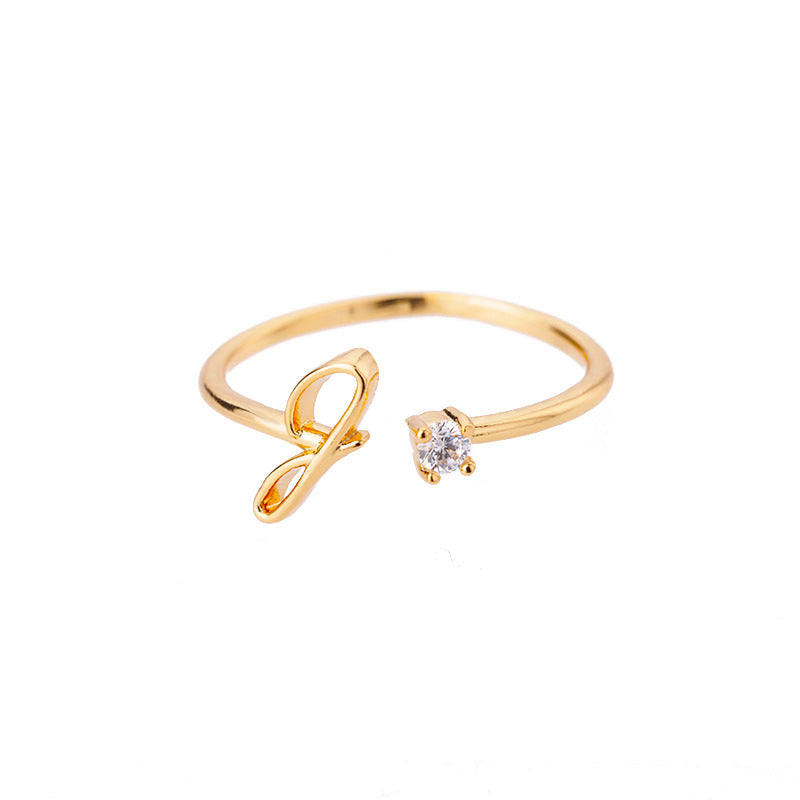 26 Letter Creative Finger Ring G Gold