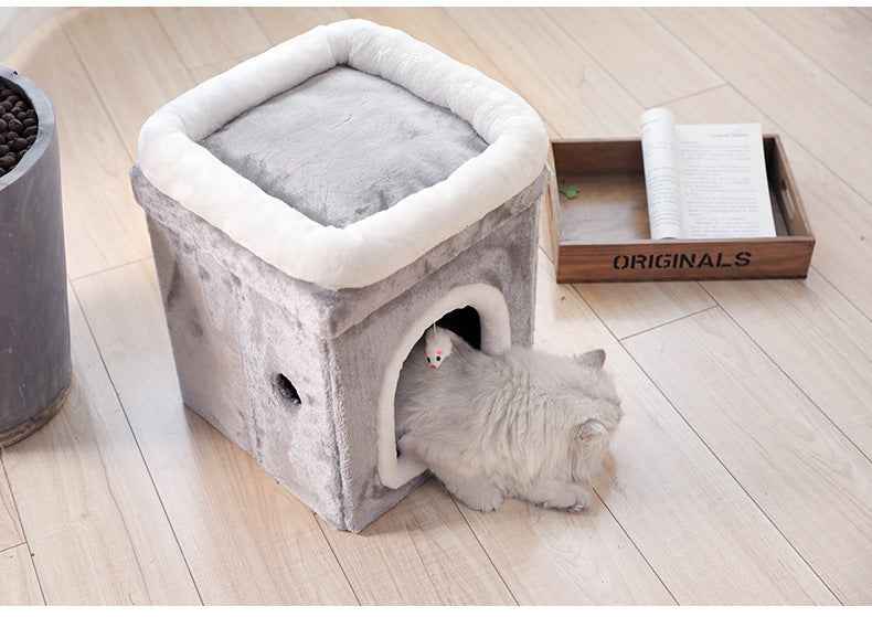Collapsible Cat House with Bed H 42cm