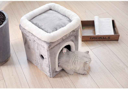 Collapsible Cat House with Bed H 42cm