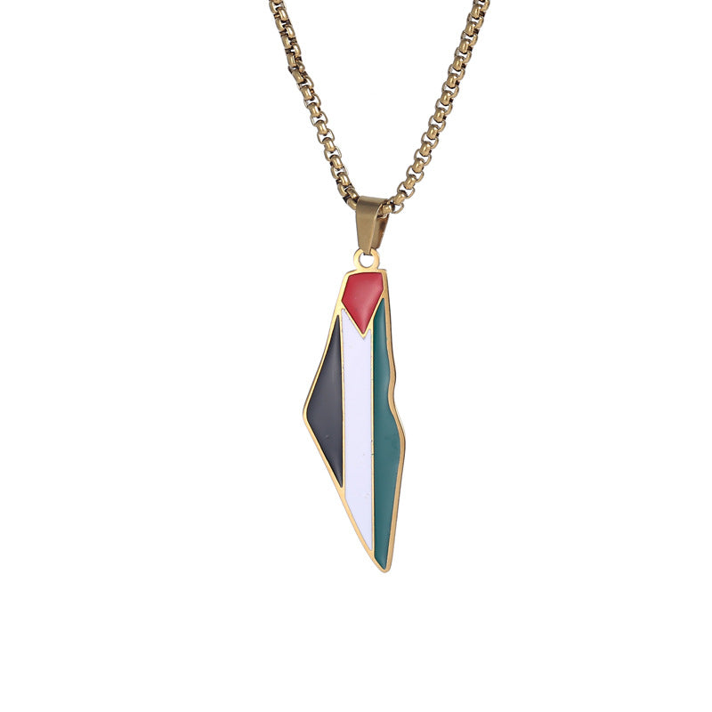Palestine Pendant Necklace Map necklace gold pearl chain