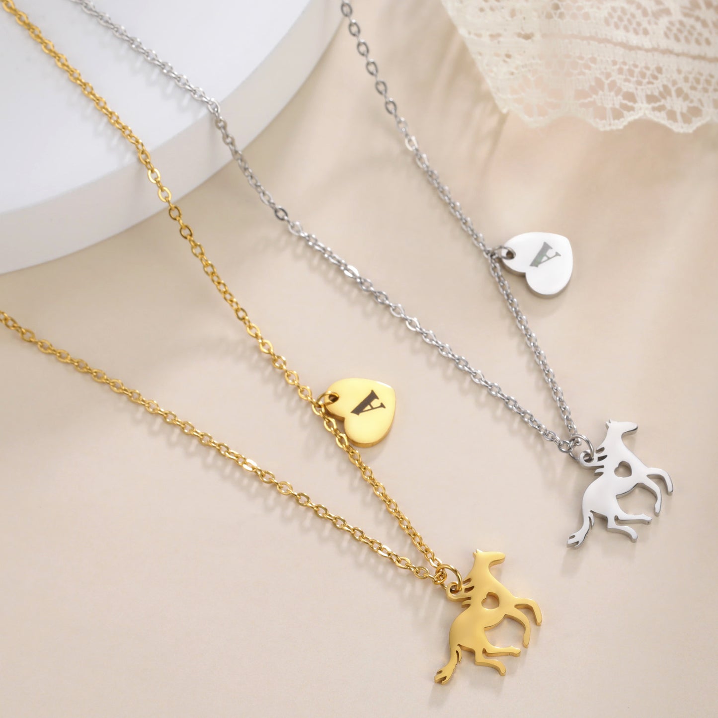 High-End Stainless Steel Necklace P Steel color