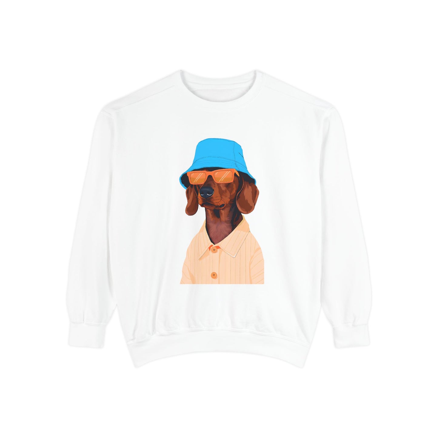 Cool Dog in Floppy Hat Sweatshirt White