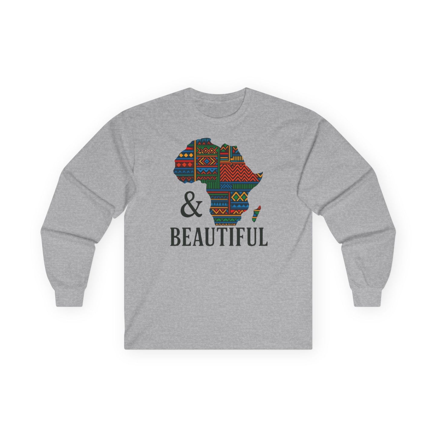 African Pride Long Sleeve Tee - Unisex Cultural Awareness Shirt for Travelers and Everyday Wear Featuring Africa Map Sport Grey