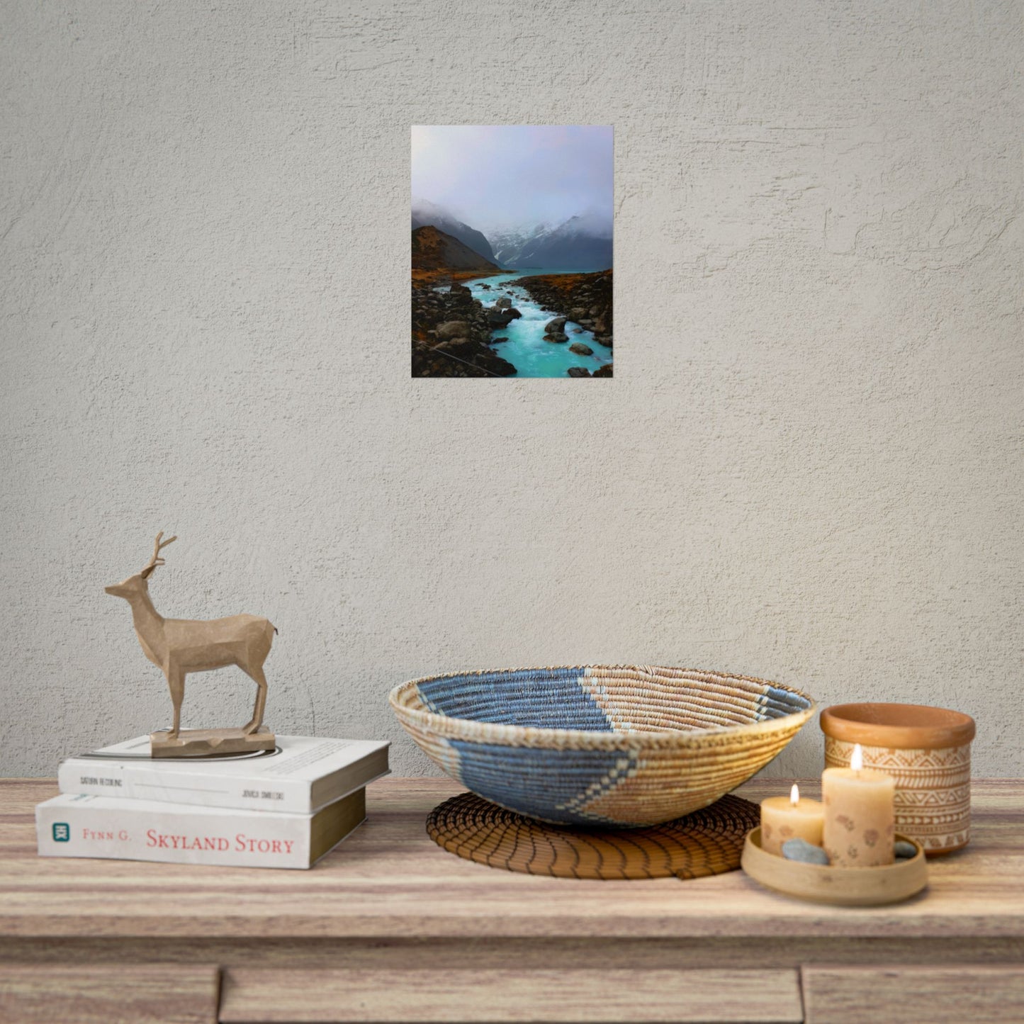 Mount Cook Glacial River Wall Art, NZ Hooker Valley Scenic Print