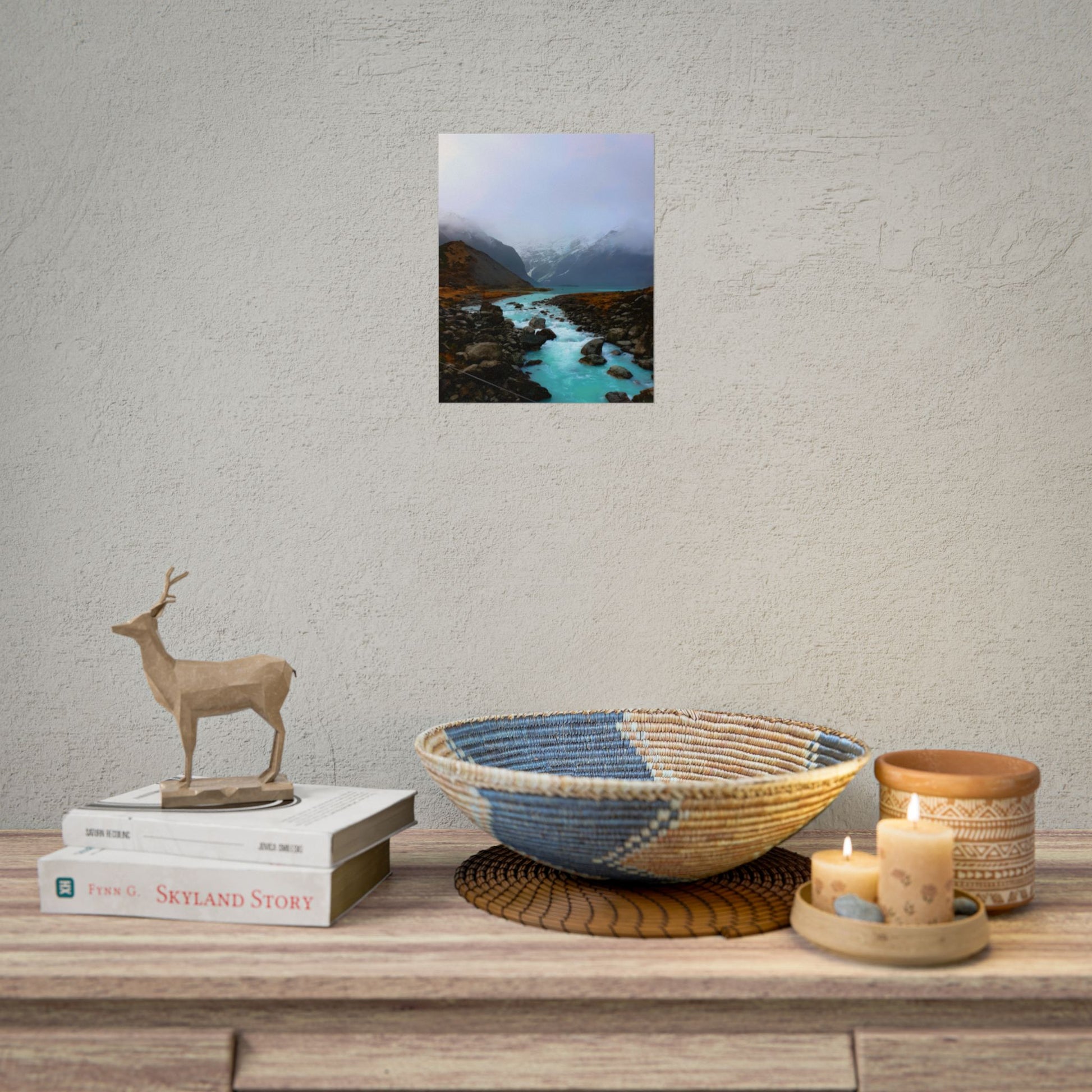 Mount Cook Glacial River Wall Art, NZ Hooker Valley Scenic Print