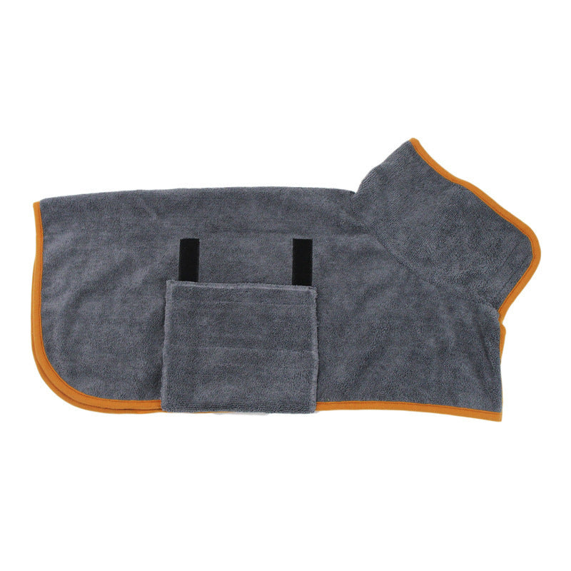 Pet Bathrobe for Dogs gray orange border XS code for 4-7kg pets