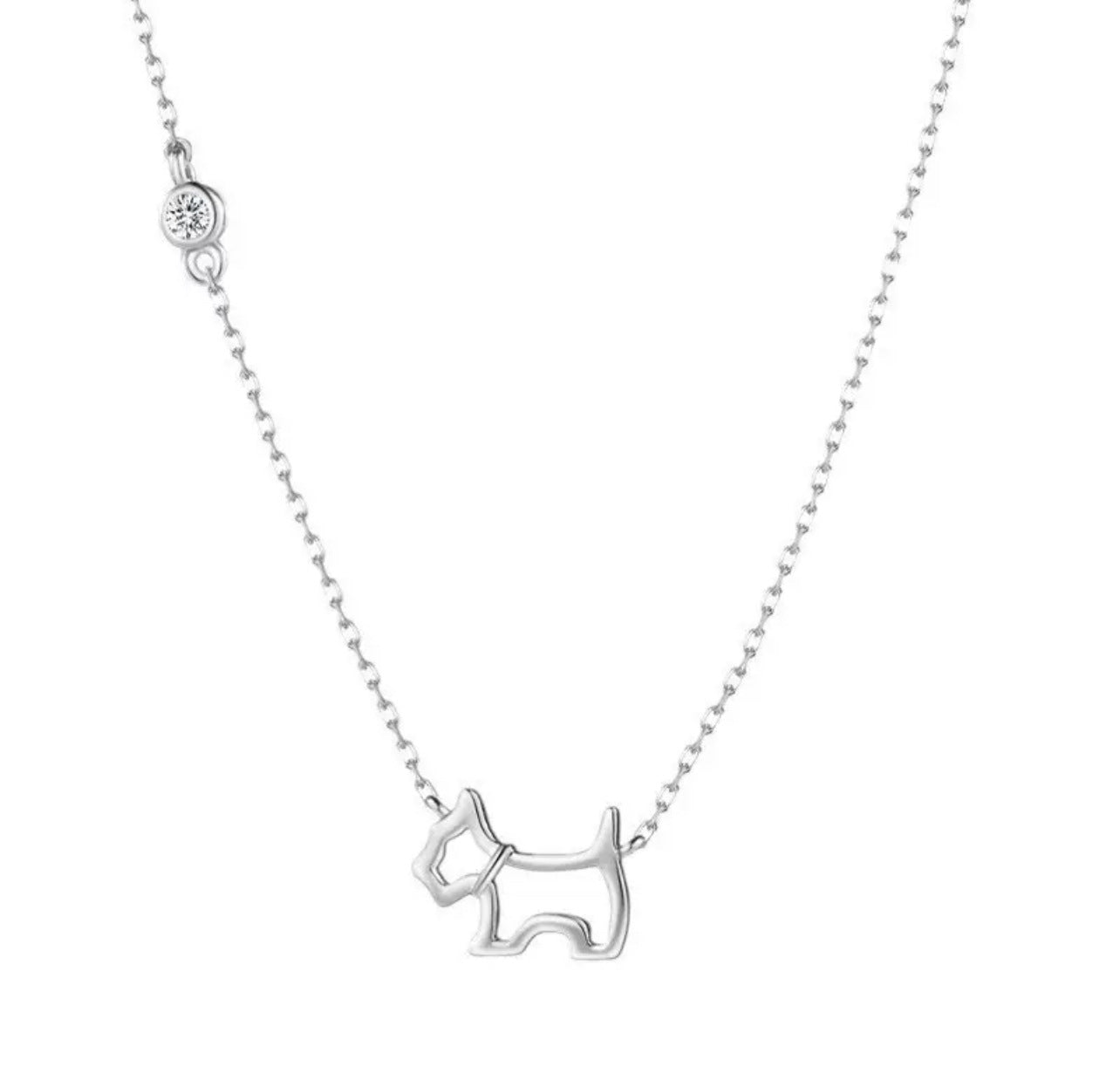 Pure Silver Puppy Pendant Platinum