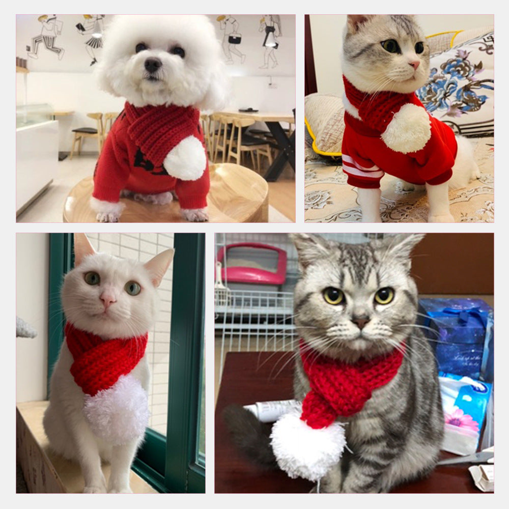 Creative Pet Christmas Hat and Scarf Set for Festive Holiday Style