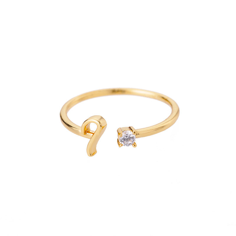 26 Letter Creative Finger Ring I Gold
