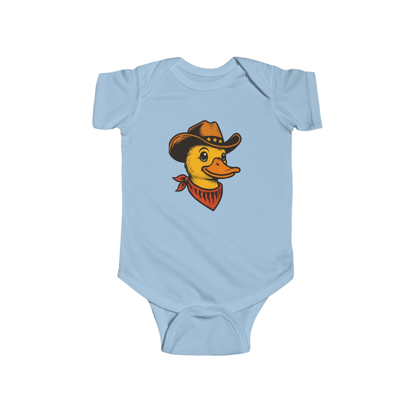 Cowboy Duck Baby Bodysuit Light Blue