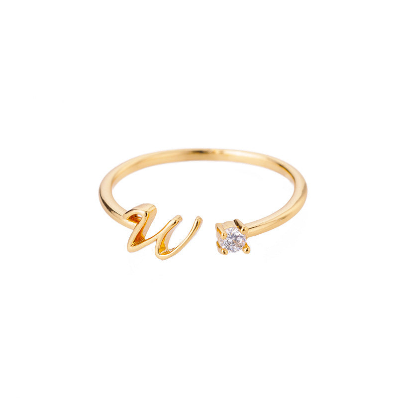 26 Letter Creative Finger Ring W Gold