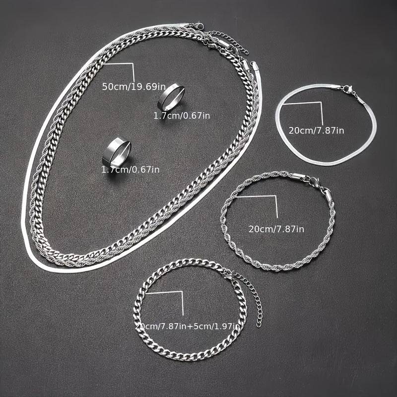 Stainless Steel Necklace and Bracelet Jewelry Set