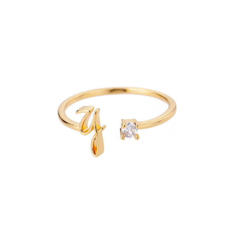 26 Letter Creative Finger Ring Y Gold