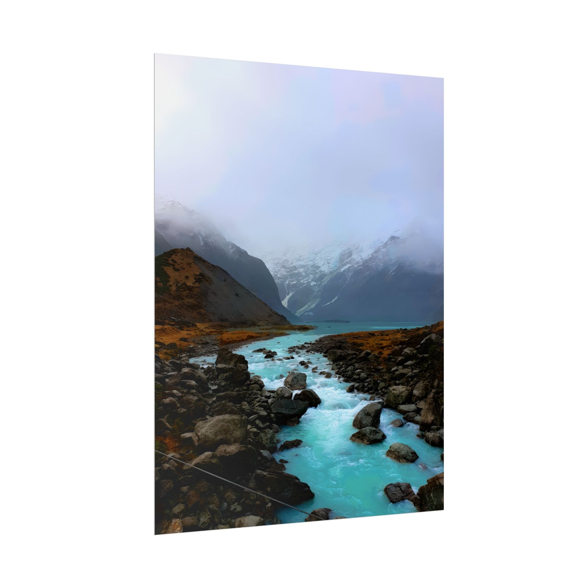 Mount Cook Glacial River Wall Art, NZ Hooker Valley Scenic Print