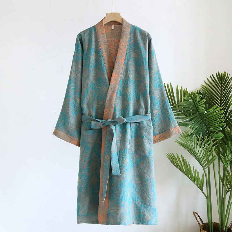 Women's Japanese Style Cotton Gauze Kimono Nightgown