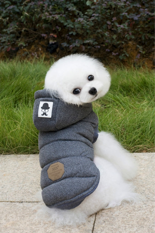 Dog Two-Layered Cotton Coat with Leg Coverage Grey S