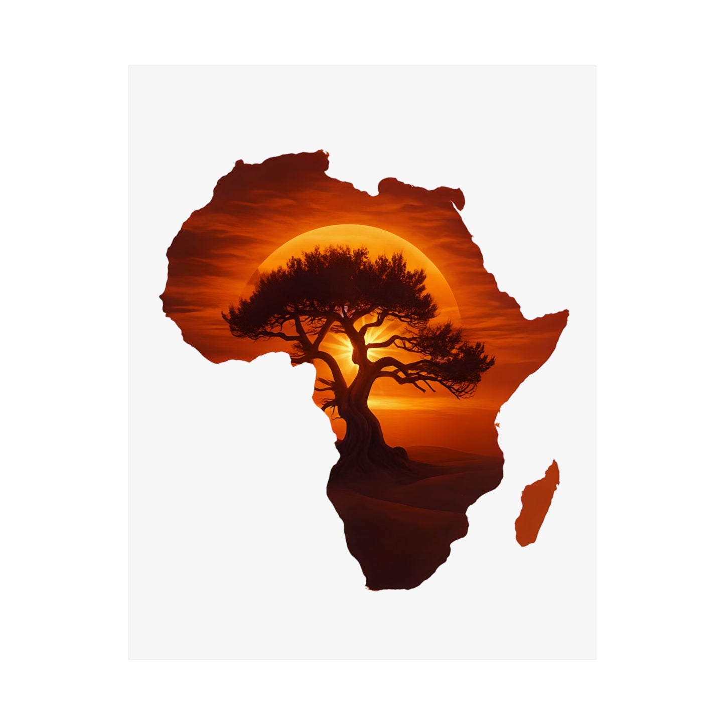 Unique Africa Map Sunset Poster
