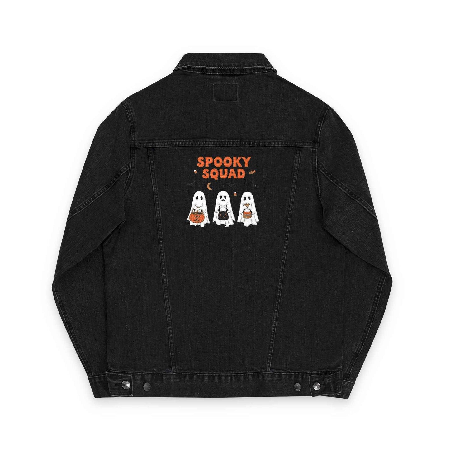 Denim Jacket for Halloween with Spooky Squad Ghost Embroidery