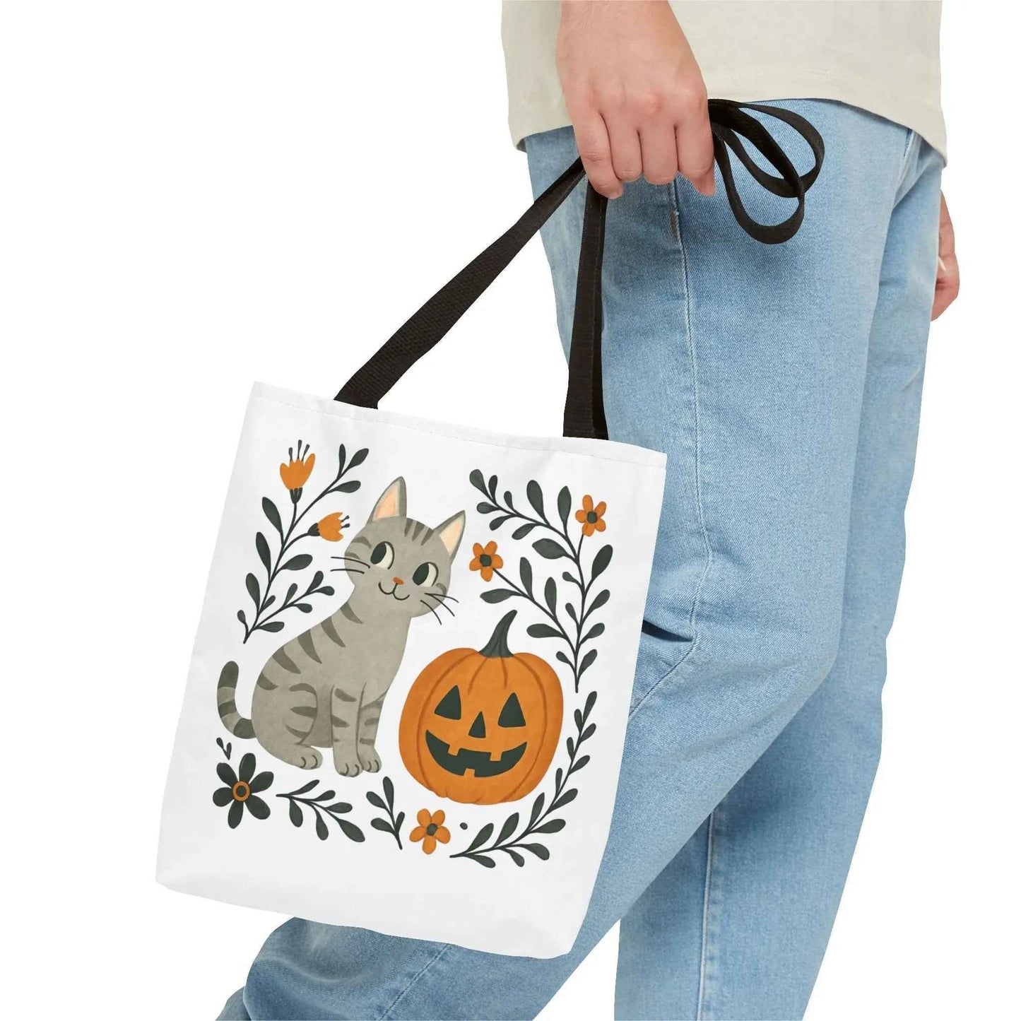 Adorable Cat Pumpkin Tote Bag