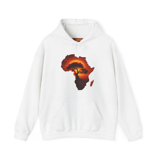Africa Map Sunset Hoodie White