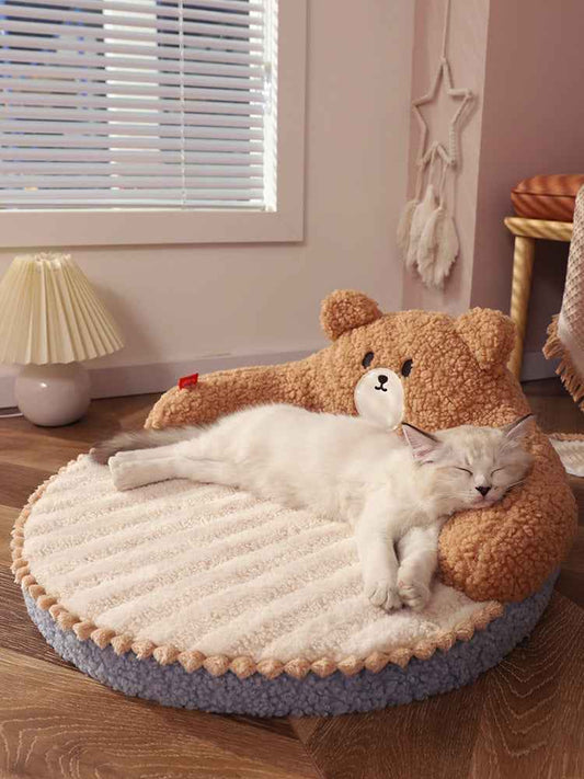 Bear Cuddler Cat Bed 52cm x 52cm x 22cm Brown