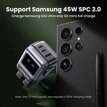 Ugreen Charger - Sleek Robot Design with Dual USB-C Ports for PD 3.0 Fast Charging, Compatible with iPhone 16/15/14 Pro, MacBooks, Laptops, and Tablets