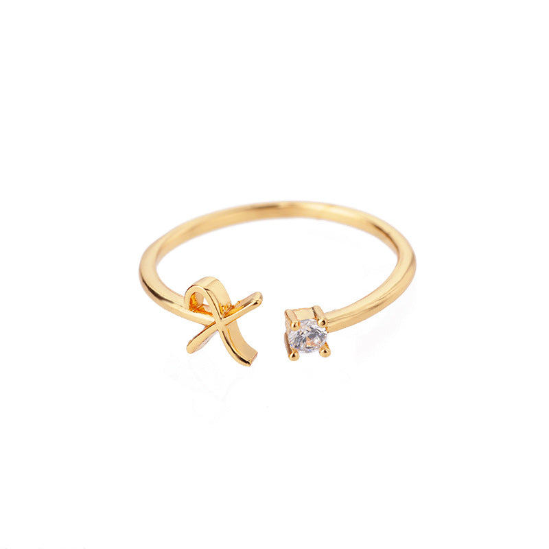 26 Letter Creative Finger Ring X Silver